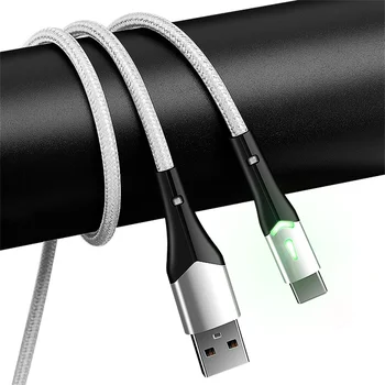 Type-C Красочная зарядная линия с легким кабелем для передачи данных Нейлоновая оплетка Сверхбыстрая зарядка USB-C Плавная передача Зарядный кабель