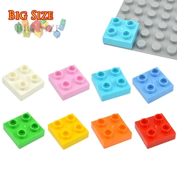 10 шт. MOC Частицы большого размера 2x2 точки Тонкие строительные блоки, совместимые с большими кирпичами, фигурками, развивающими игрушками для детей