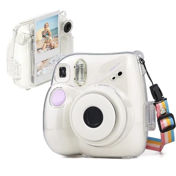 Комплект прозрачного чехла для камеры Mini 7+ для Fujifilm Instax Mini 7 Plus Instant Camera Case с карманным держателем для фотографий на пленке