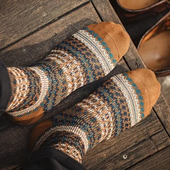 Maden Винтажные хлопчатобумажные носки для мужчин Зимние теплые дышащие забавные тепловые носки Harajuku высокого качества утолщенный снег