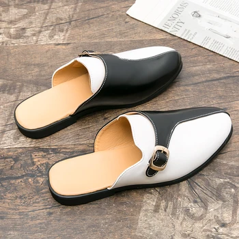 Роскошные дизайнерские лоферы бренда Получешки для мужчин Летние сандалии Повседневные кожаные мужские тапочки Oxford Мужские балетки Мюли Slip On