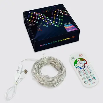 DC5V USB Bluetooth APP+ 21-клавишный пульт дистанционного управления 50ct/100ct WS2811 LED Pebble String Light; RGB-адресуемая полноцветная подсветка; IP65