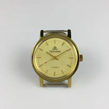 Шицзячжуанский часовой завод оригинальный, фирменные механические часы с желтой оболочкой и желтым циферблатом марки Taihang диаметром 37 мм