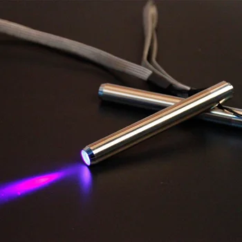 Mini LED Нержавеющая сталь Мини Лампа 395/365 УФ Фонарик Факел Ультрафиолетовый свет AAA Батарея Для обнаружения маркера