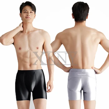 XCKNY атласные глянцевые мужские шорты глянцевые шорты с высокой талией брюки гладкие брюки для бодибилдинга йога для бега Шелковые шорты с текстурой кожи