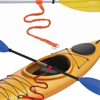 1 шт. Эластичный поводок для каяка, весло, регулируемый с предохранительным крючком, удочкой, шестом, спиральным шнурком, шнуром, веревкой, аксессуарами для гребной лодки
