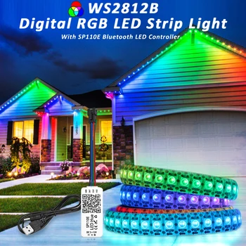 5 В WS2812B адресуемая цифровая светодиодная лента RGBIC SMD5050 USB SP110E Bluetooth 30/60/144 пиксельная лампа с гибкой полосой