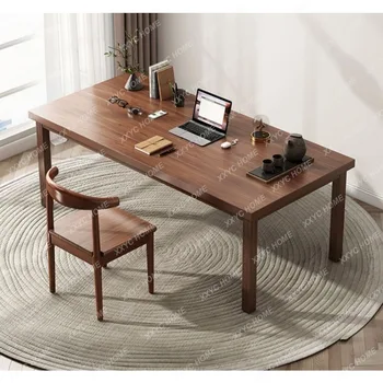 Двойной стол Студенческий домашний компьютерный стол Стол на ножках из массива дерева Простой стол