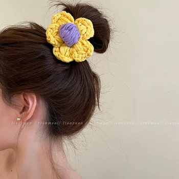 Новый корейский женский цветок для волос повязка на голову веревка элегантная резиновая лента резинка для волос кобура девушка с хвостиком коса сладкие аксессуары для волос