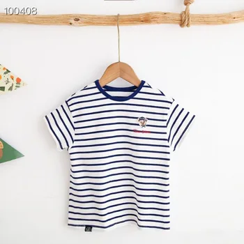  полосатый принт модные хлопковые футболки для мальчика детская одежда летняя укороченные топы с короткими рукавами футболка Семейные наряды