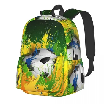 Футбольный рюкзак с печатью Спорт Молодежь Красочные рюкзаки Kawaii Студенческие путешествия Большие школьные сумки Красочный рюкзак