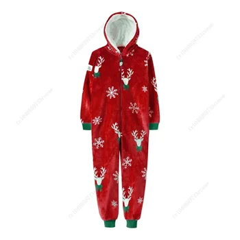 Рождественская семейная пижама Цельная брюки с длинными рукавами с принтом для родителей и детей Пижамы Домашняя одежда Рождественские комбинезоны
