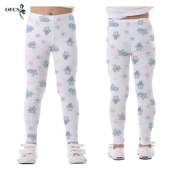 Леггинсы для девочек для детей Весна-лето Модные брюки Брюки с цветочным принтом Детские дышащие брюки тонкого сечения с эластичной талией