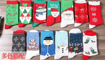 120 пар/лот 2015 зимний теплый хлопок рождественский снеговик снежинка олень дизайн женские носки / носок санта-клауса