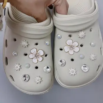 Первый выбор для девочек Блестящий жемчужный цветок кристалл горный хрусталь пряжка для обуви аксессуар для украшения обуви croc charm