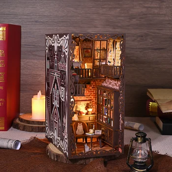 DIY Книжный уголок Полка Вставка Подставка для книги Деревянный миниатюрный кукольный домик с мебельными наборами Подарки на день рождения