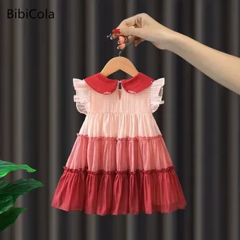 летнее новое платье для девочек летнее модное детское платье для девочек шифоновая юбка с коротким рукавом 1-5 лет