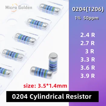 (20 шт.) 0204 Цилиндрический резистор Цветное кольцо SMD MELF Сопротивление 1% 2.4R 2.7R 3R 3.3R 3.6R 3.9R Ом 1206 Металлический пленочный резистор
