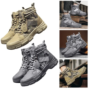 Мужские мотоциклетные ботинки Легкие камуфляжные короткие ботинки Тактические ботинки Противоскользящие военные ботинки из полиуретана повседневные для путешествий на открытом воздухе