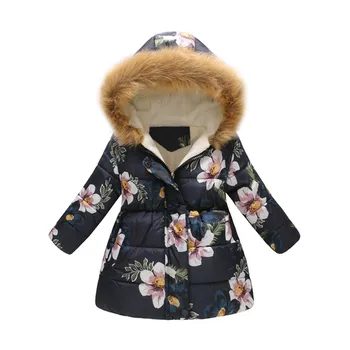 Зимнее пальто для девочек Куртки Детская одежда с хлопковой подкладкой Детские пуховики для девочек Теплая детская верхняя одежда Теплые пальто с капюшоном
