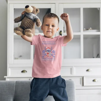 Розовая одежда для девочек Футболка с принтом кавайного стежка Европейская и американская мода Детская одежда Летний цвет Мальчик с коротким рукавом