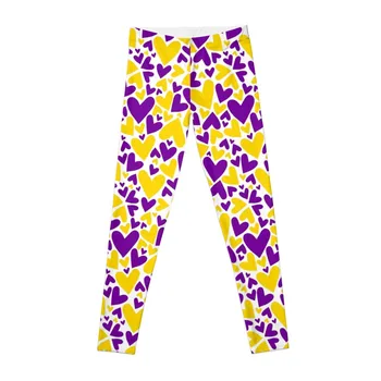 Фиолетовые и желтые леггинсы Team Spirit Hearts Шаровары шаровары спортивные штаны женские леггинсы