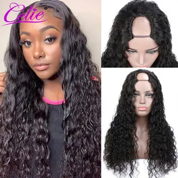 Celie Hair Кудрявый парик из натуральных волос U Part Бесклеевой парик Дешевый кудрявый U-образный парик Человеческие волосы для женщин