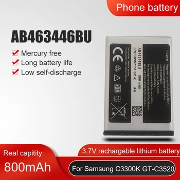 1 шт. 800 мАч AB463446BU аккумулятор для Samsung C3300K B189 B309 GT-C3520 E1228 GT-E2530 E339 GT-E2330 Аккумулятор для зарядки мобильного телефона