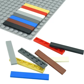 собирает частицы 50шт DIY строительные блоки фигура кирпичи гладкая плоская плитка 1x6 образовательный творческий размер, совместимый с 6636