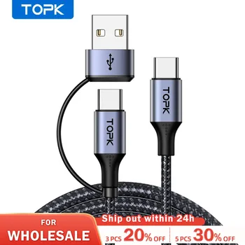 TOPK 60W PD Кабель для быстрого зарядного устройства USB C - USB Type C для MacBook Pro USB C PD Кабель Быстрая зарядка для Samsung Xiaomii