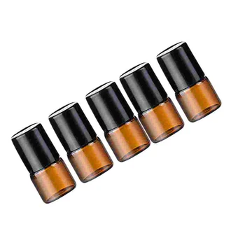 5PCS 1 мл Портативные бутылки Roll-Ball Стеклянные бутылки для дозирования эфирного масла духов для путешествий с черными крышками