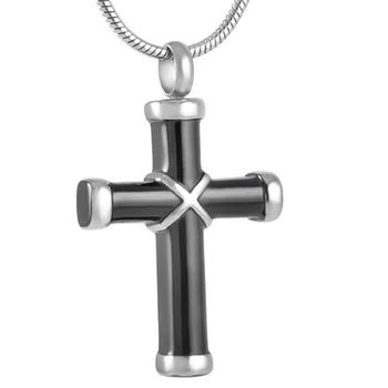 MJD8350 316 л Кремационное ожерелье из нержавеющей стали Классическое крест Урна Кулон Мемориальные ювелирные изделия для праха