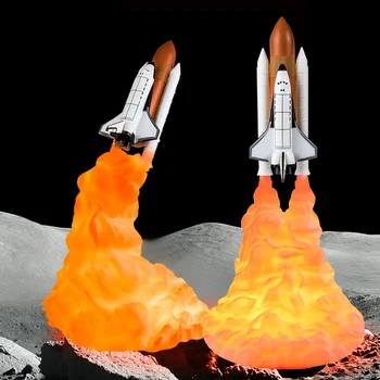 Dropship 3D-печать Космический шаттл Лунная лампа USB Перезаряжаемый ракетный ночник для любителя космоса Крытый домашний стол Световое украшение