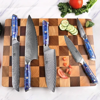 BIGSUNNY Chef Knife 1-5 шт. Набор кухонных ножей 67 слоев Damascus VG10 со стальным сердечником Набор кухонных ножей со смоляной ручкой