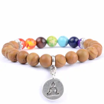 7 чакра Исцеляющий браслет Мужчины Бусины из натурального камня Budhha Charm Браслеты и браслеты для женщин Йога Медитация Ювелирные изделия Дропшиппинг