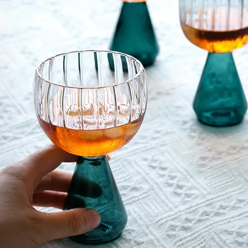  Кубок из боросиликатного стекла Ретро Шампанское Бокал для вина Креативная вертикальная коктейльная чашка Термостойкий сок Десертные чашки для воды