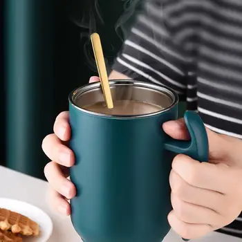 Чашка-термос большой емкости 304 Кружка из нержавеющей стали с крышкой Съемная моющаяся чашка для завтрака для кофе и чая с молоком 2022