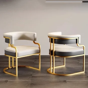 Роскошные кожаные обеденные стулья Макияж Свадебная квартира Стулья для гостиной Золотые ножки Ожидание Украшения