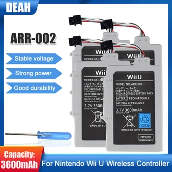 2-10 шт. 3,7 В 3600 мАч ARR-002 литий-ионная литиевая аккумуляторная батарея с отверткой для сменной батареи геймпада Nintendo Wii U