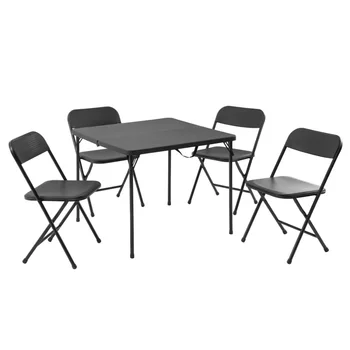  5 шт. Стол из смолы и четыре стула Складной стол для кемпинга Черный портативные складные столы Туристическая уличная мебель