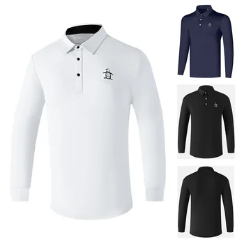 Golf Мужская зимняя рубашка-поло с длинными рукавами Дышащая эластичная футболка с защитой от пиллинга Высококачественная спортивная футболка для отдыха на открытом воздухе