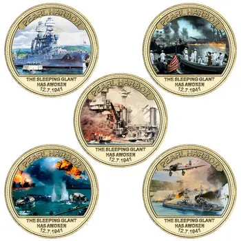 80-я годовщина нападения на Перл-Харбор Золотая памятная монета в подложке для монет Военный сувенир для армии США