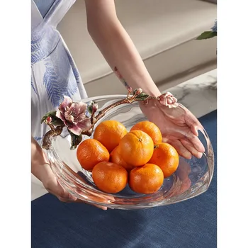 Высококачественная дизайнерская большая фруктовая тарелка гостиная большая элитная вилла украшение стеклянная тарелка для фруктов для домашнего использования