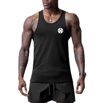  Летняя облегающая футболка без рукавов для тренировок по бегу Мужские спортивные жилеты из полиэстера, поглощающие пот