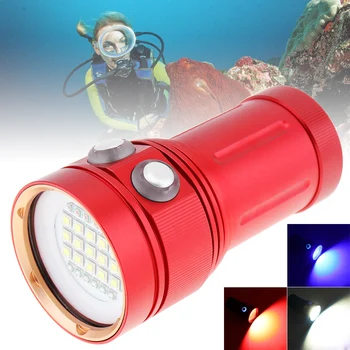  Профессиональный фонарик для дайвинга Красный Подводный 100 м Подводный Видеосвет для подводного плавания 150 Вт 8000LM 15 L2 + 6 Красный + 6 Синий светодиодный фонарик для дайвинга