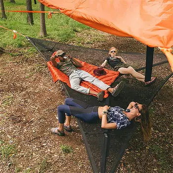 Воздушный многоместный треугольный гамак Портативный сетчатый сетчатый воздушный дерево Палатка Сетка для отдыха Кровать Гамаки Туристический кемпинг Самолет Спящий