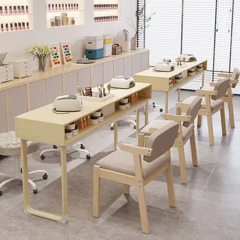  Скандинавские маникюрные столы из массива дерева для маникюрного салона Дизайнер Профессиональный маникюрный стол Мебель для салона Двойной маникюрный стол