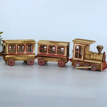 Деревянный рождественский поезд Ретро Декор Прекрасные украшения Украшения Модель Ремесло Детский дом