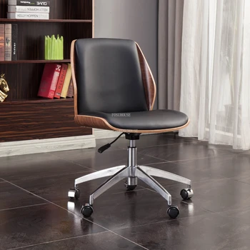 Европейский деревянный стул со спинкой Офисный стул Leisure Boss Кожаные офисные стулья Подъемник Поворотное компьютерное кресло Офисная мебель Геймерское кресло