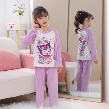 Зимняя пижама для девочек Kuromis с кашемиром и толстыми девушками Корейская версия теплой пижамы для дома Принцесса Плюшевая